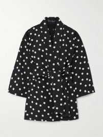 Dima Ayad Belted polka dot textured crepe jacket at Net a Porter